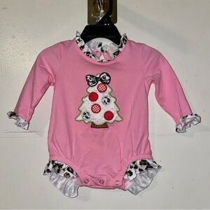 Pink Long Sleeve Christmas Baby Romper